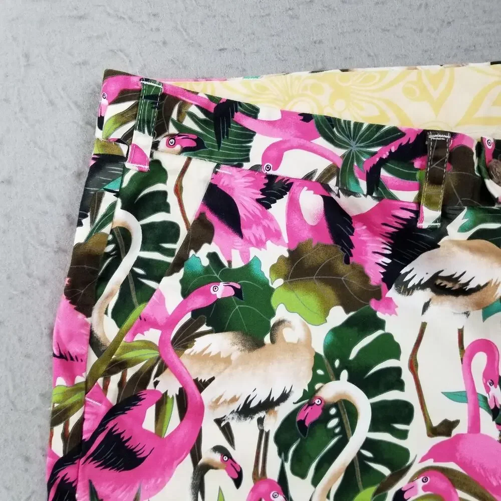 Loudmouth Shorts Mens 42 Pink Flamingo Tropical Golf Print Cotton Stretch‎ Fun